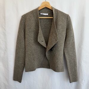 Zara Women's Heather Taupe Gray Jacket Size Small Good pre-owned condition